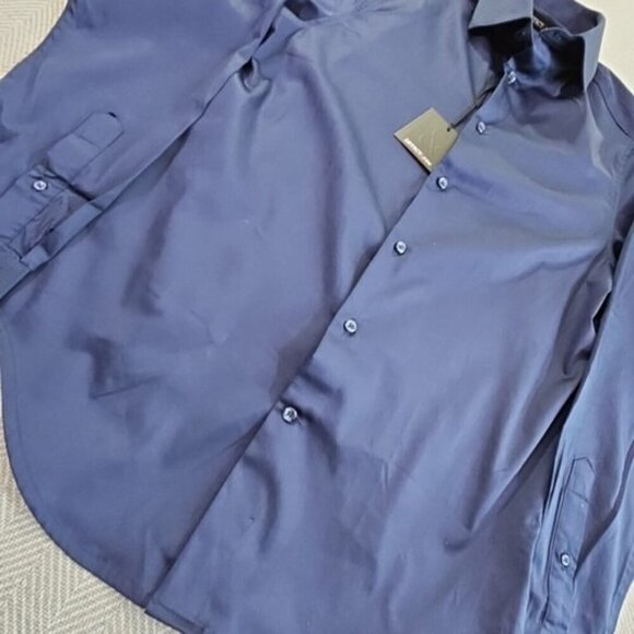 District & Row Slim Fit Button Front Shirt Men's Size Small in Navy Blue NWT! - Picture 3 of 13